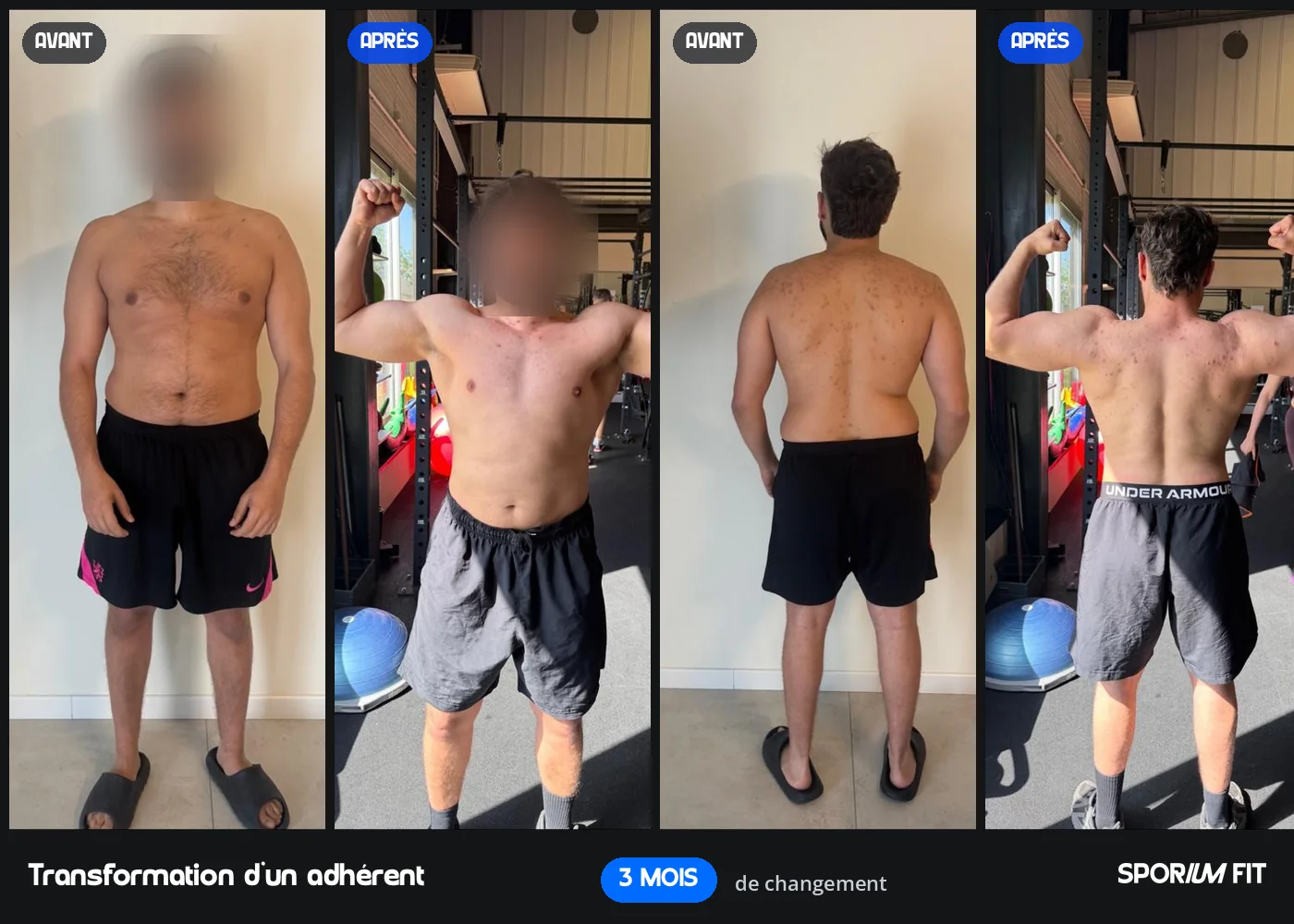 Avant / après d'un adhérent, transformation en 3 mois